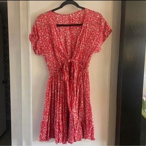 Red Floral Dress Small